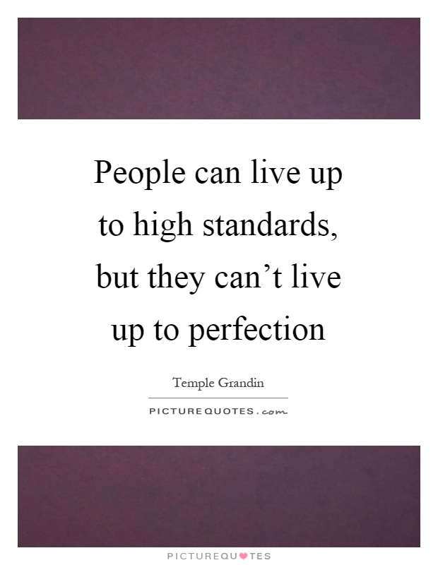 People can live up to high standards, but they can't live up to perfection Picture Quote #1