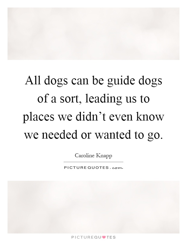 All dogs can be guide dogs of a sort, leading us to places we didn't even know we needed or wanted to go Picture Quote #1