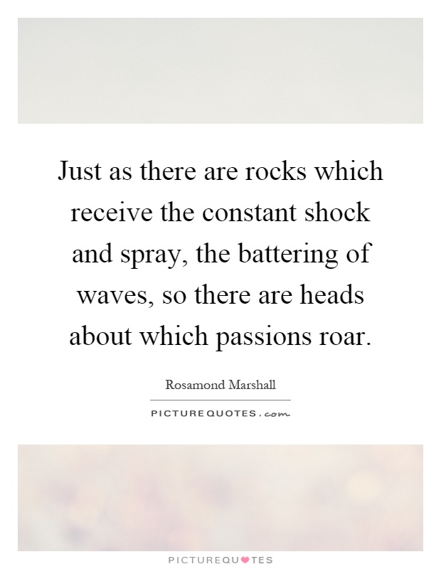 Just as there are rocks which receive the constant shock and spray, the battering of waves, so there are heads about which passions roar Picture Quote #1