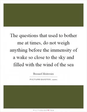 The questions that used to bother me at times, do not weigh anything before the immensity of a wake so close to the sky and filled with the wind of the sea Picture Quote #1