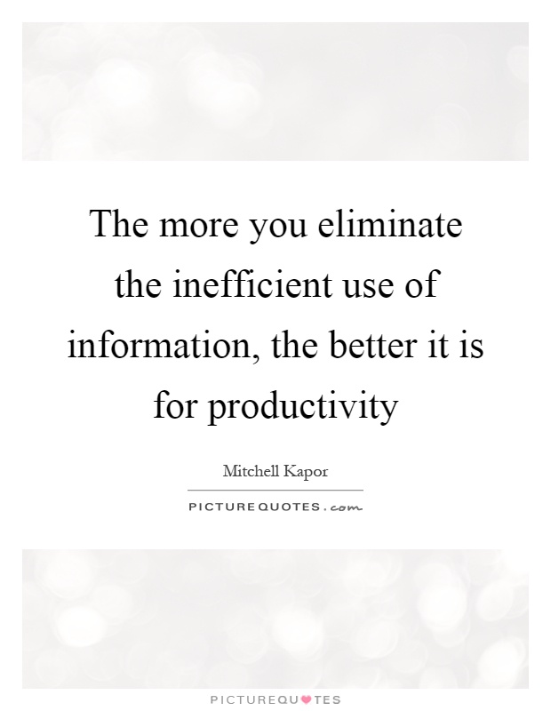 The more you eliminate the inefficient use of information, the better it is for productivity Picture Quote #1