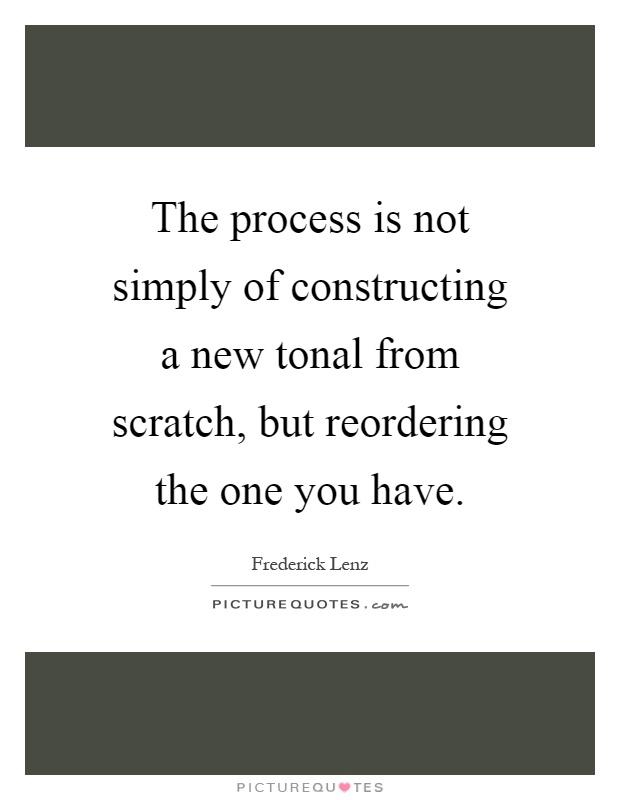 The process is not simply of constructing a new tonal from scratch, but reordering the one you have Picture Quote #1