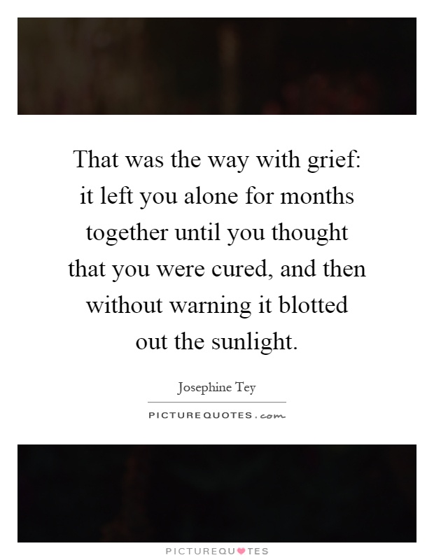 That was the way with grief: it left you alone for months together until you thought that you were cured, and then without warning it blotted out the sunlight Picture Quote #1