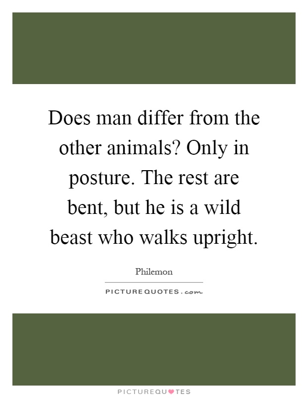 Does man differ from the other animals? Only in posture. The rest are bent, but he is a wild beast who walks upright Picture Quote #1