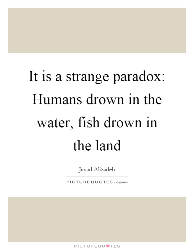 It is a strange paradox: Humans drown in the water, fish drown in the land Picture Quote #1
