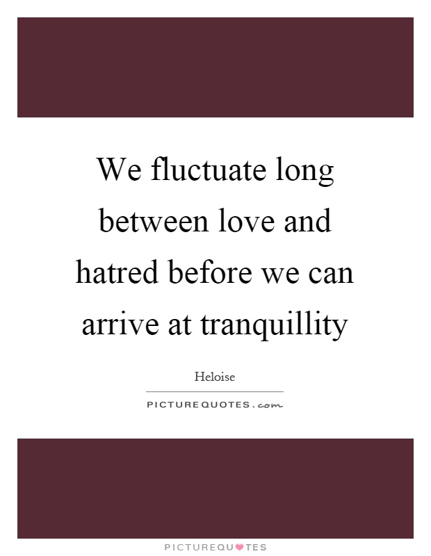 We fluctuate long between love and hatred before we can arrive at tranquillity Picture Quote #1