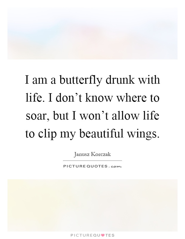 I am a butterfly drunk with life. I don't know where to soar, but I won't allow life to clip my beautiful wings Picture Quote #1