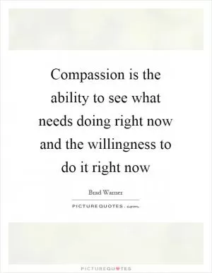 Compassion is the ability to see what needs doing right now and the willingness to do it right now Picture Quote #1