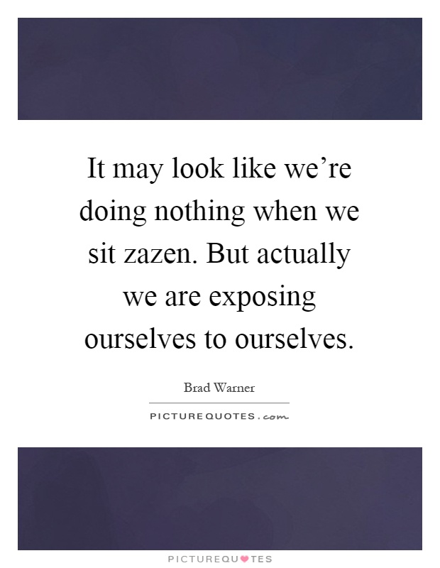 It may look like we're doing nothing when we sit zazen. But actually we are exposing ourselves to ourselves Picture Quote #1