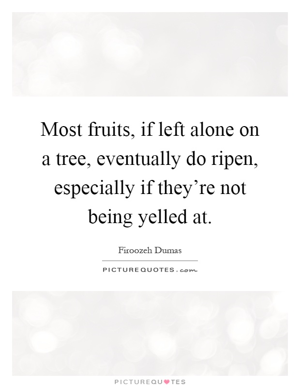 Most fruits, if left alone on a tree, eventually do ripen, especially if they're not being yelled at Picture Quote #1