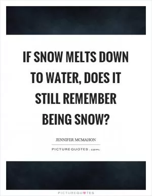 If snow melts down to water, does it still remember being snow? Picture Quote #1