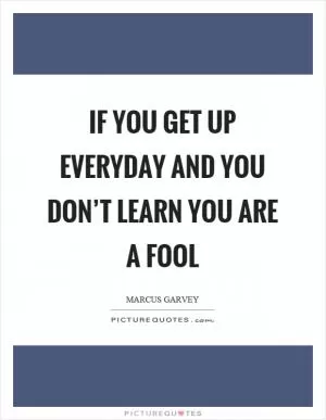 If you get up everyday and you don’t learn you are a fool Picture Quote #1