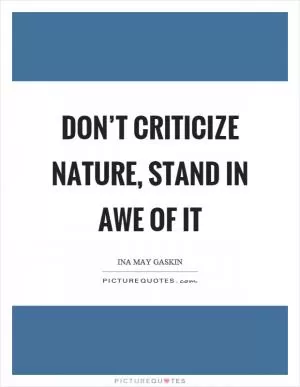 Don’t criticize nature, stand in awe of it Picture Quote #1