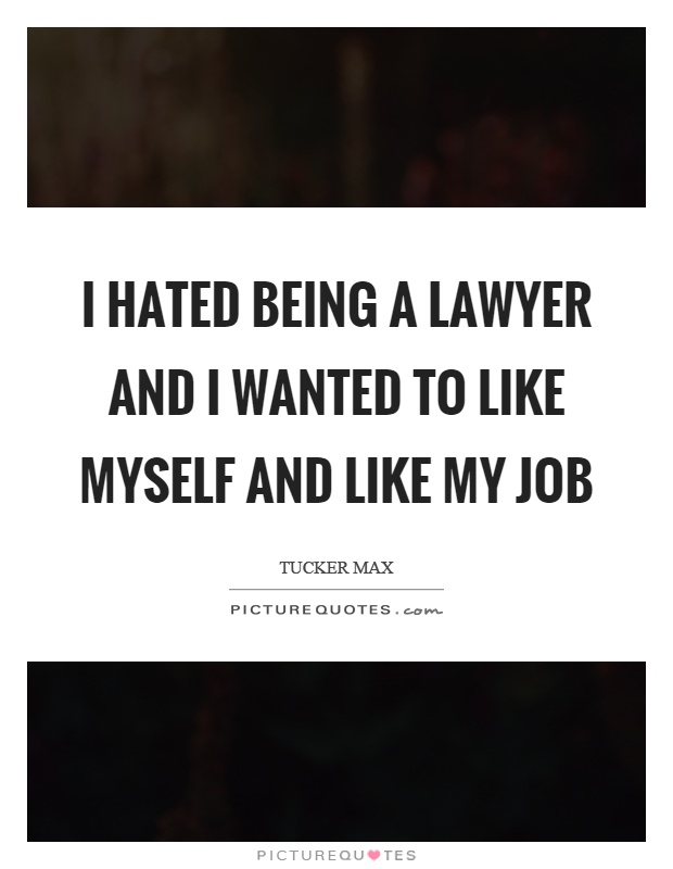 I hated being a lawyer and I wanted to like myself and like my job Picture Quote #1