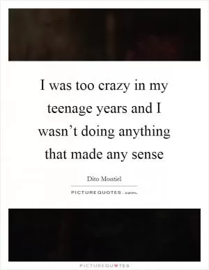 I was too crazy in my teenage years and I wasn’t doing anything that made any sense Picture Quote #1