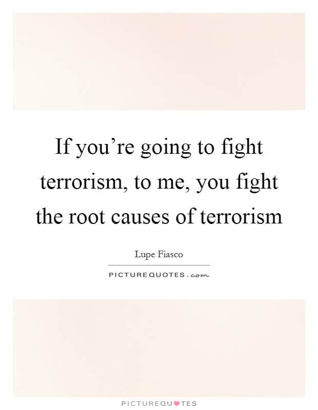 If you're going to fight terrorism, to me, you fight the root causes of terrorism Picture Quote #1