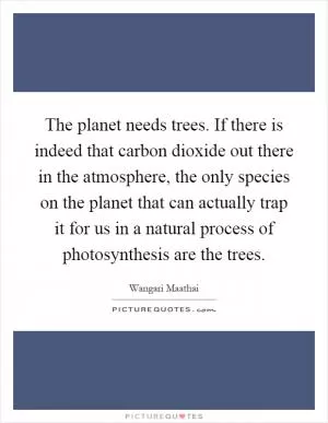 The planet needs trees. If there is indeed that carbon dioxide out there in the atmosphere, the only species on the planet that can actually trap it for us in a natural process of photosynthesis are the trees Picture Quote #1