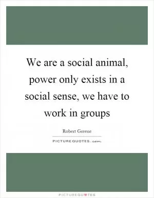 We are a social animal, power only exists in a social sense, we have to work in groups Picture Quote #1