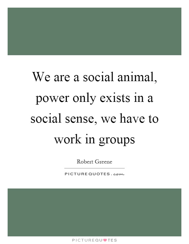 We are a social animal, power only exists in a social sense, we have to work in groups Picture Quote #1