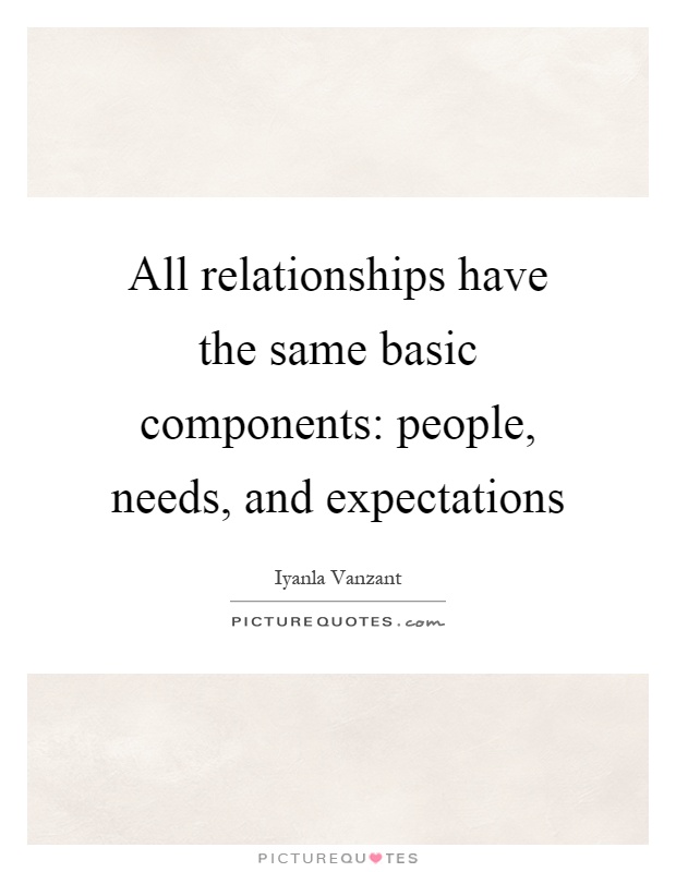 All relationships have the same basic components: people, needs, and expectations Picture Quote #1