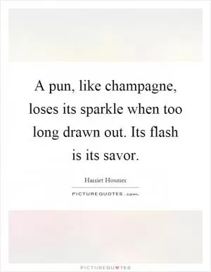A pun, like champagne, loses its sparkle when too long drawn out. Its flash is its savor Picture Quote #1