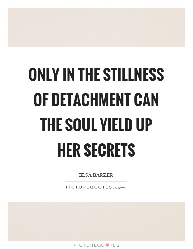 Only in the stillness of detachment can the soul yield up her secrets Picture Quote #1