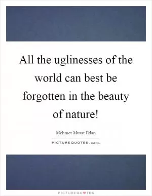 All the uglinesses of the world can best be forgotten in the beauty of nature! Picture Quote #1