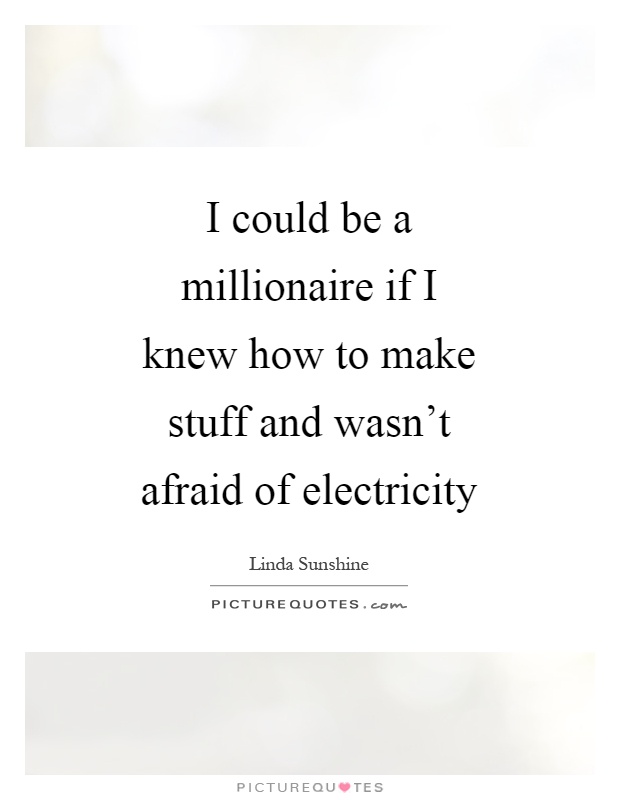 I could be a millionaire if I knew how to make stuff and wasn't afraid of electricity Picture Quote #1
