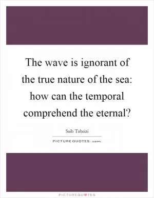The wave is ignorant of the true nature of the sea: how can the temporal comprehend the eternal? Picture Quote #1