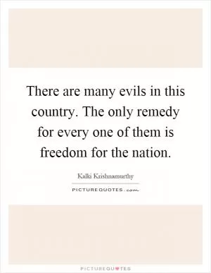 There are many evils in this country. The only remedy for every one of them is freedom for the nation Picture Quote #1
