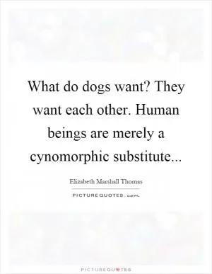 What do dogs want? They want each other. Human beings are merely a cynomorphic substitute Picture Quote #1