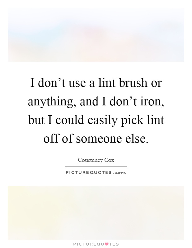 I don't use a lint brush or anything, and I don't iron, but I could easily pick lint off of someone else Picture Quote #1