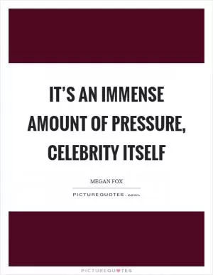It’s an immense amount of pressure, celebrity itself Picture Quote #1