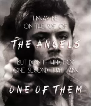I may be on the side of angels but don’t think for one second that I am one of them Picture Quote #1