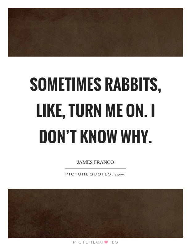 Sometimes rabbits, like, turn me on. I don't know why Picture Quote #1