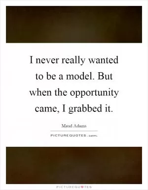 I never really wanted to be a model. But when the opportunity came, I grabbed it Picture Quote #1