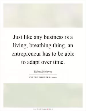 Just like any business is a living, breathing thing, an entrepreneur has to be able to adapt over time Picture Quote #1