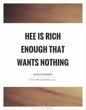 Hee is rich enough that wants nothing Picture Quote #1