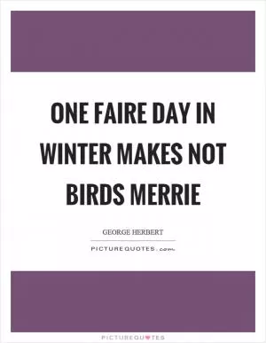 One faire day in winter makes not birds merrie Picture Quote #1