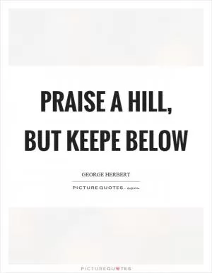 Praise a hill, but keepe below Picture Quote #1