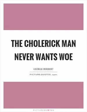 The cholerick man never wants woe Picture Quote #1