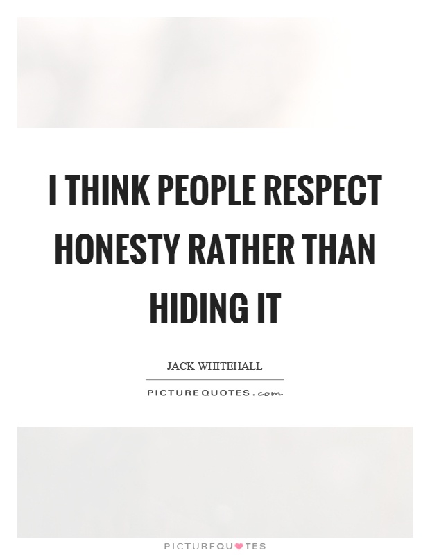 I think people respect honesty rather than hiding it Picture Quote #1