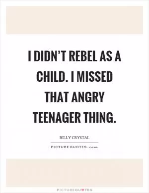 I didn’t rebel as a child. I missed that angry teenager thing Picture Quote #1