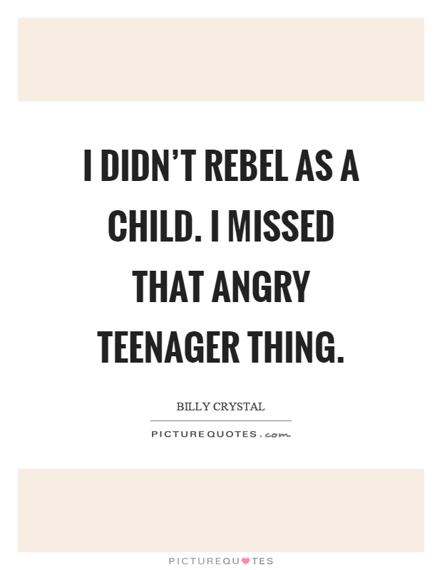 I didn't rebel as a child. I missed that angry teenager thing Picture Quote #1