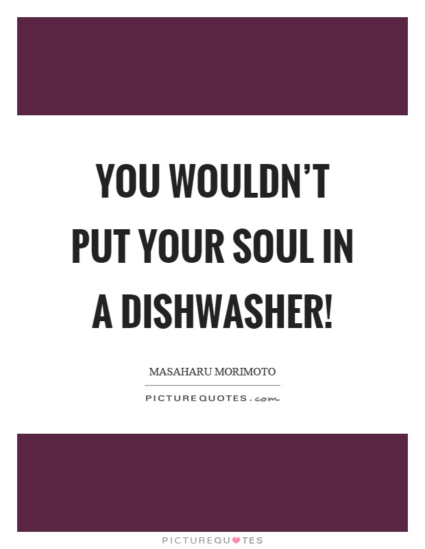 You wouldn't put your soul in a dishwasher! Picture Quote #1