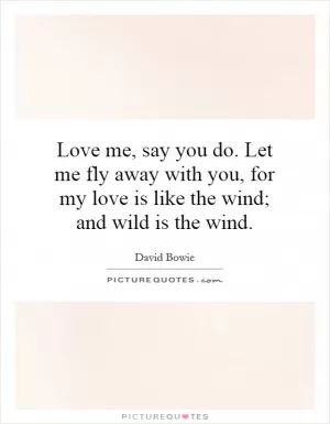 Love me, say you do. Let me fly away with you, for my love is like the wind; and wild is the wind Picture Quote #1