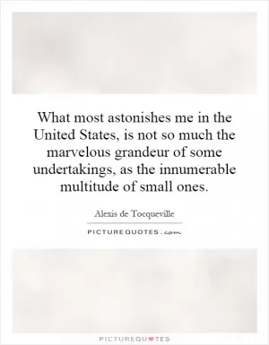 What most astonishes me in the United States, is not so much the marvelous grandeur of some undertakings, as the innumerable multitude of small ones Picture Quote #1