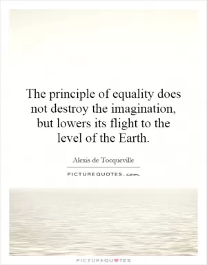 The principle of equality does not destroy the imagination, but lowers its flight to the level of the Earth Picture Quote #1