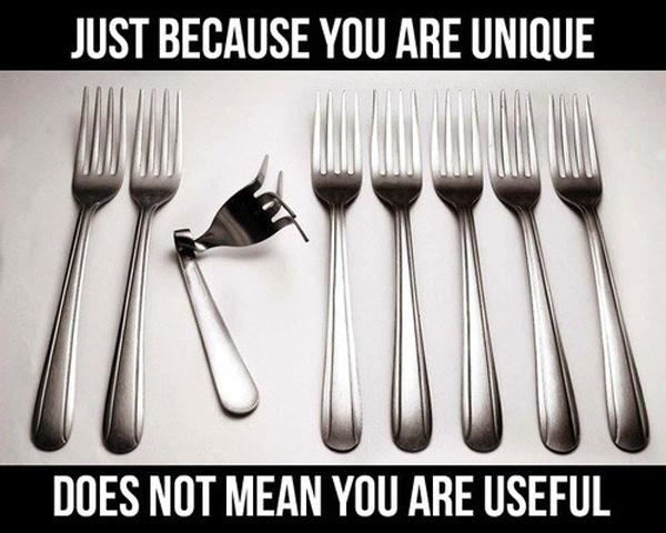 Just because you are unique doesn't mean you are useful Picture Quote #1