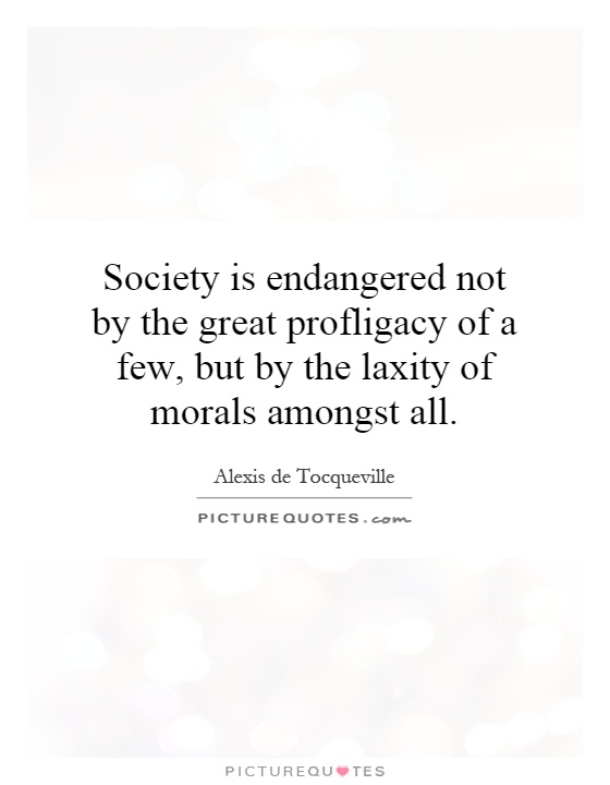 Society is endangered not by the great profligacy of a few, but by the laxity of morals amongst all Picture Quote #1